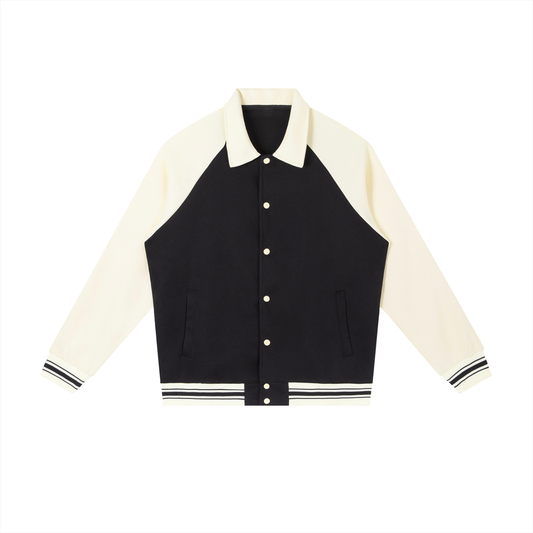 Contrast Raglan Sleeve Baseball Jacket D o n e s t a t e