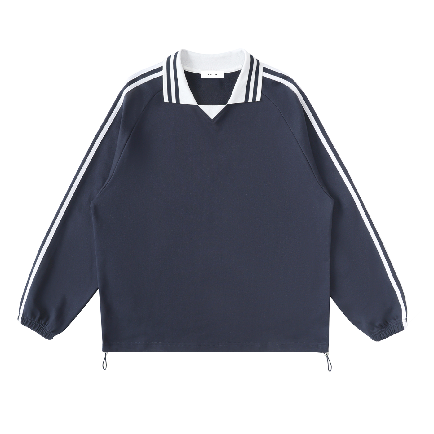Contrast Striped Lapel Collar Sweatshirt ODMPOD
