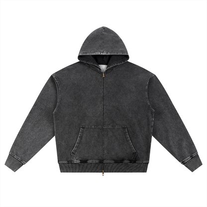 Snow Wash Oversized Zip-Up Hoodie D o n e s t a t e