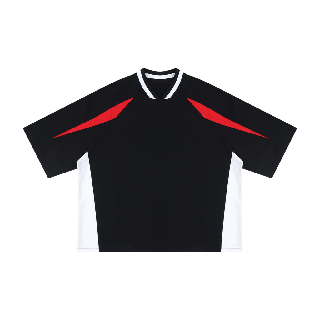 Unisex Oversized Color Block V-Neck T-Shirt