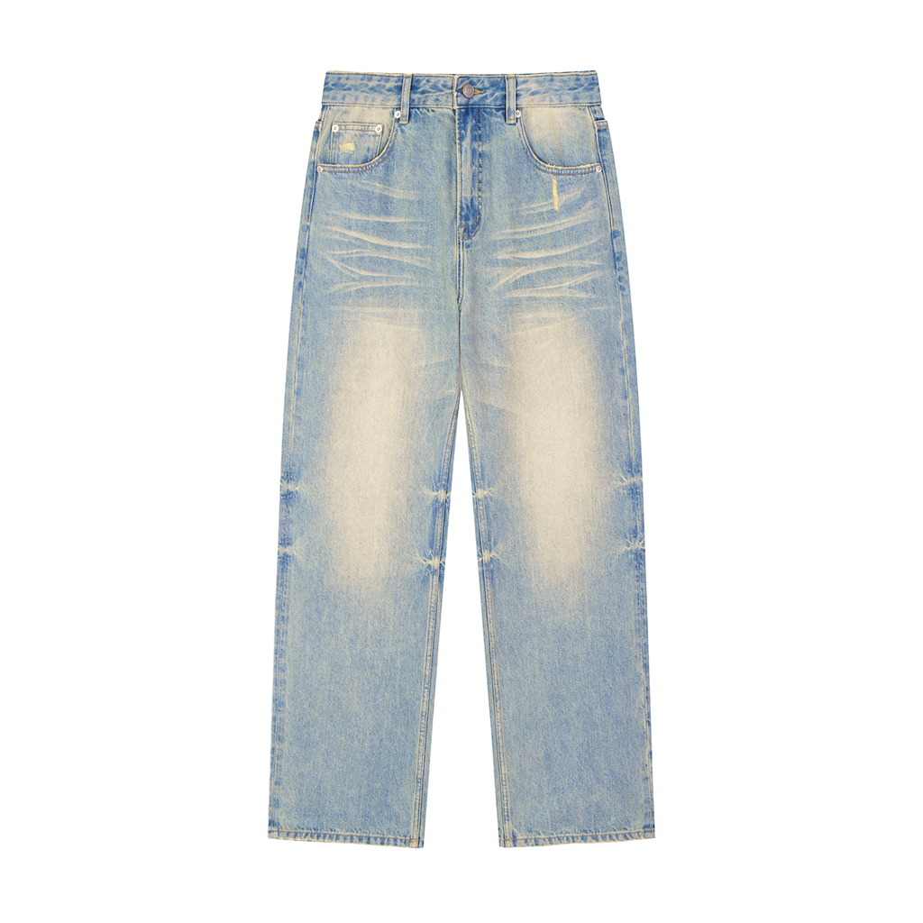 Sun Fade Raw Hem Denim Jeans D o n e s t a t e