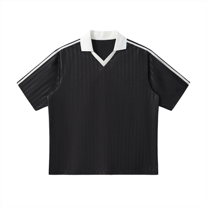 Contrast Collar Striped Soccer Jersey D o n e s t a t e