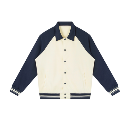 Contrast Raglan Sleeve Baseball Jacket D o n e s t a t e