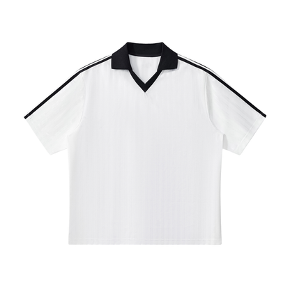 Contrast Collar Striped Soccer Jersey D o n e s t a t e