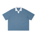 Unisex Boxy Plaid Color Block Polo Shirt ODMPOD