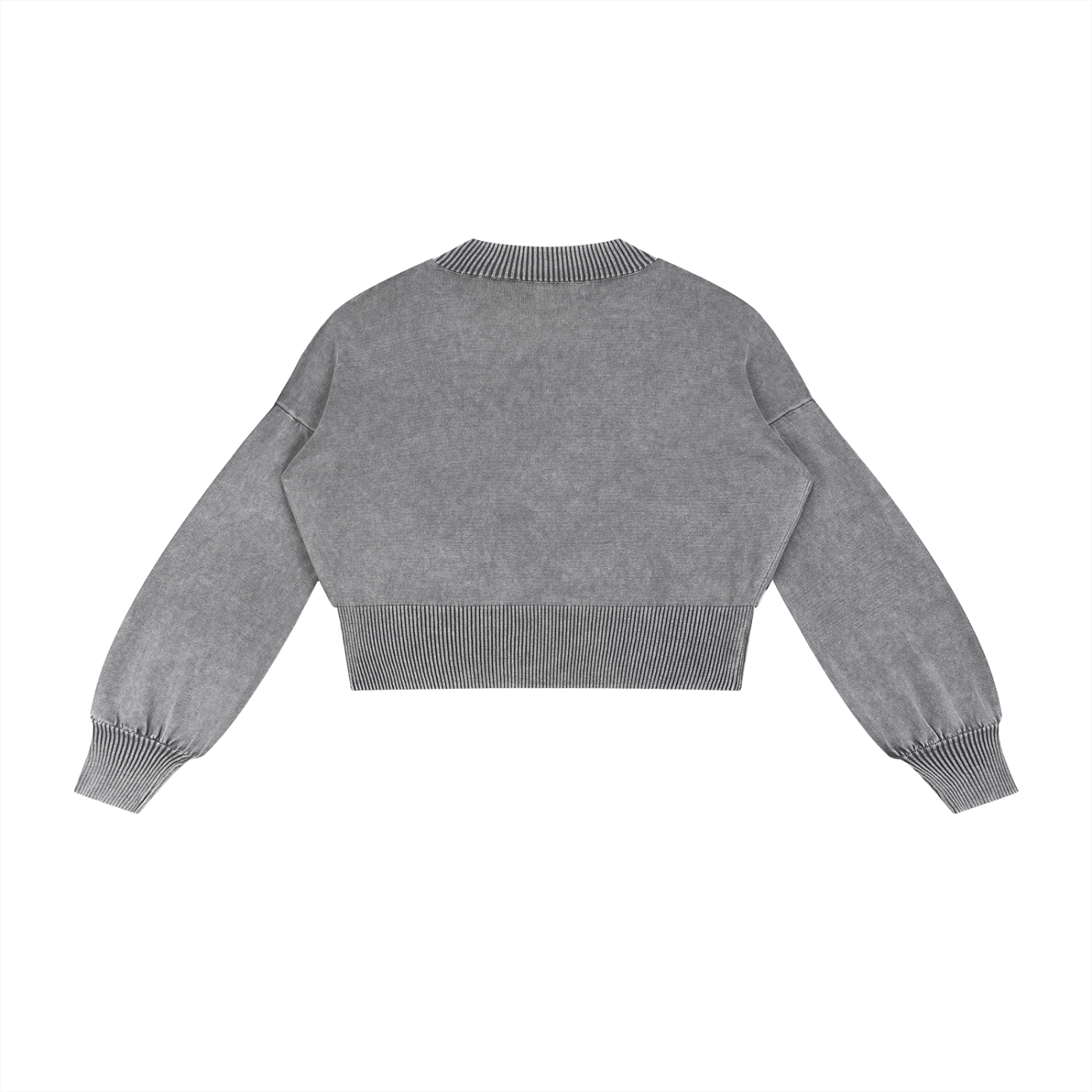 Mineral Wash Balloon Sleeve Cropped Sweater ODMPOD