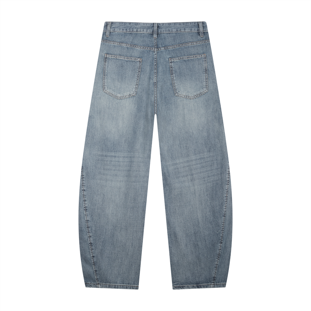 Men's Vintage Wash Barrel Leg Jeans ODMPOD