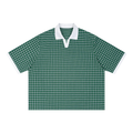 Unisex Boxy Plaid Color Block Polo Shirt ODMPOD