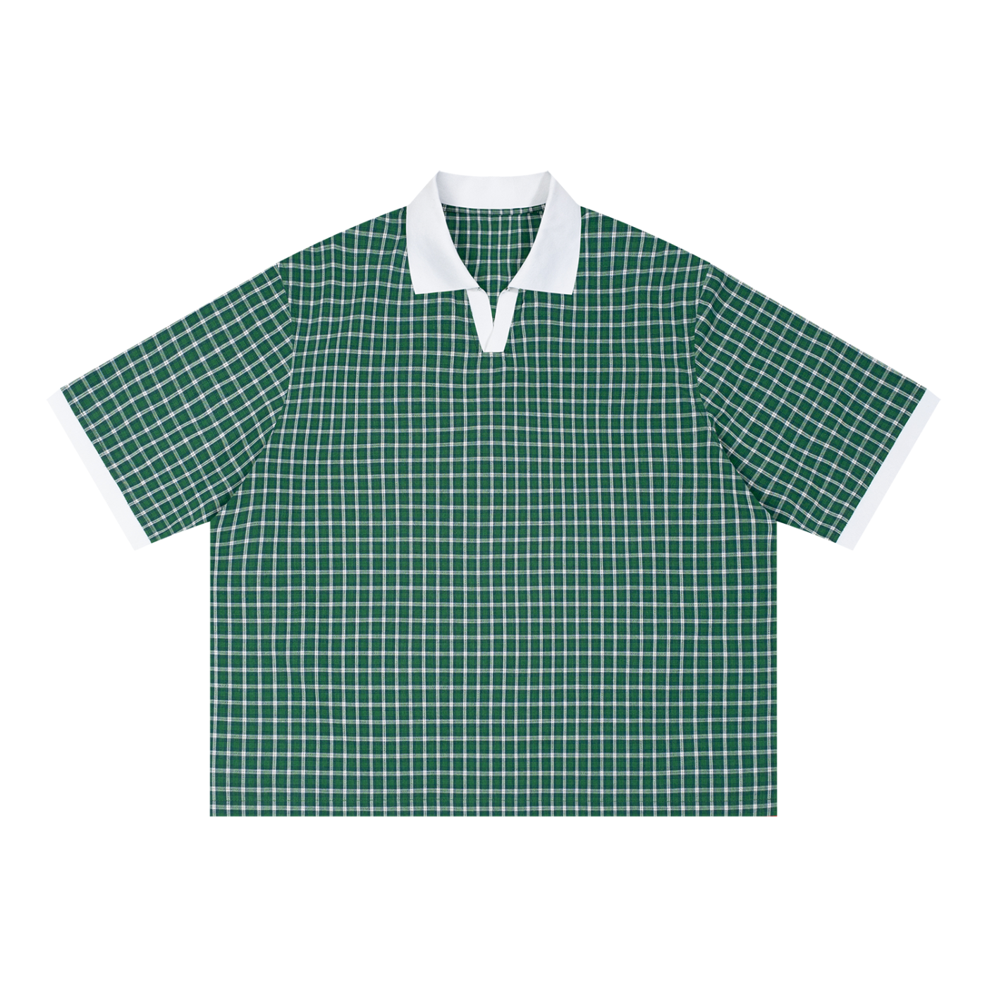 Unisex Boxy Plaid Color Block Polo Shirt ODMPOD