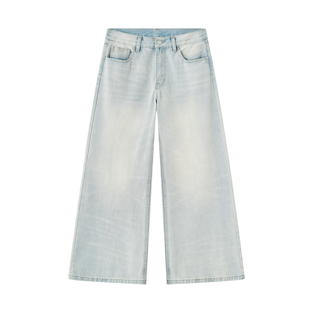 Men's Vintage Wash Wide Leg Denim Jeans