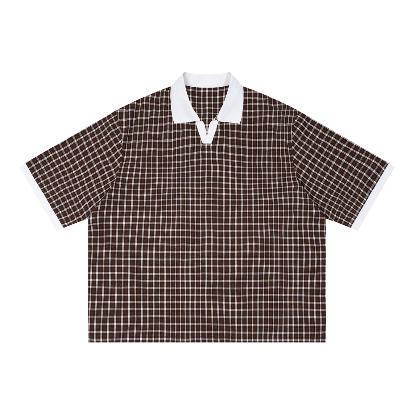 Unisex Boxy Plaid Color Block Polo Shirt ODMPOD