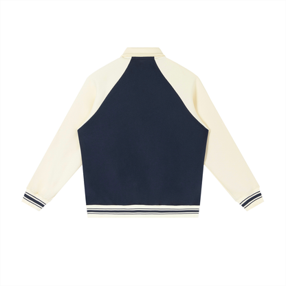 Contrast Raglan Sleeve Baseball Jacket D o n e s t a t e