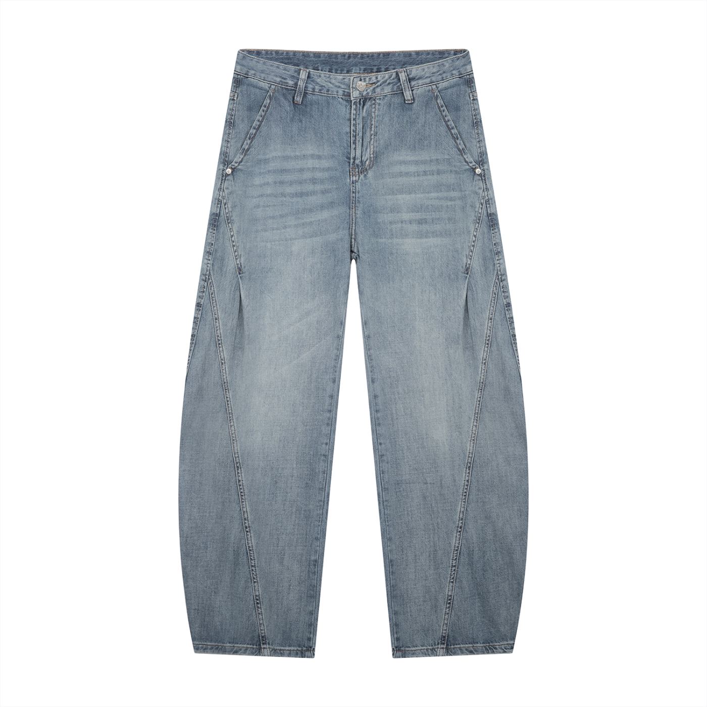 Men's Vintage Wash Barrel Leg Jeans ODMPOD