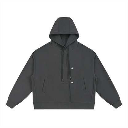 Boxy Button Placket Hoodie D o n e s t a t e