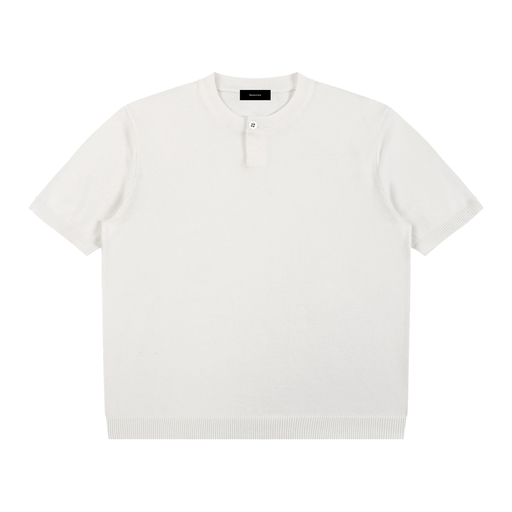 Cotton Knit Short Sleeve Henley T-Shirt