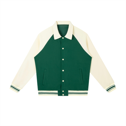 Contrast Raglan Sleeve Baseball Jacket D o n e s t a t e