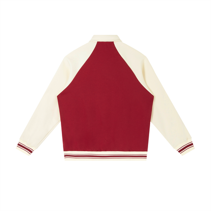 Contrast Raglan Sleeve Baseball Jacket D o n e s t a t e