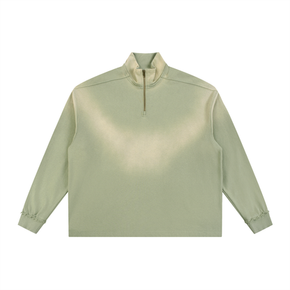 Sun Fade Raw Edge Quarter-Zip Sweatshirt D o n e s t a t e