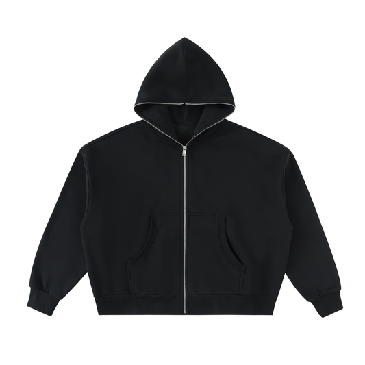 Fleeced Full-Zip Boxy Hoodie D o n e s t a t e