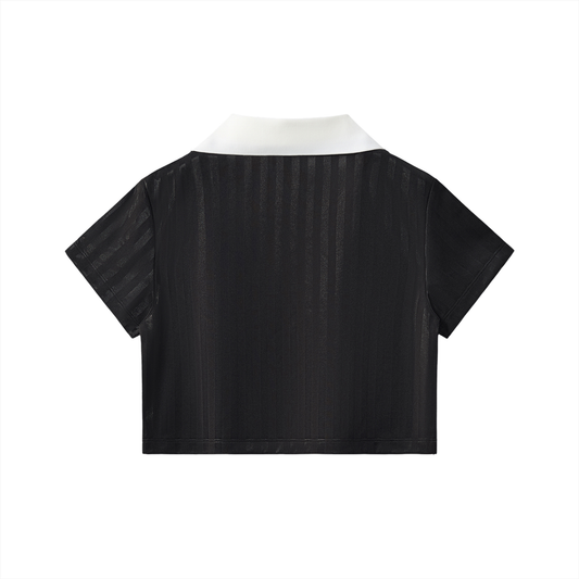 Contrast Collar Striped Cropped Jersey ODMPOD