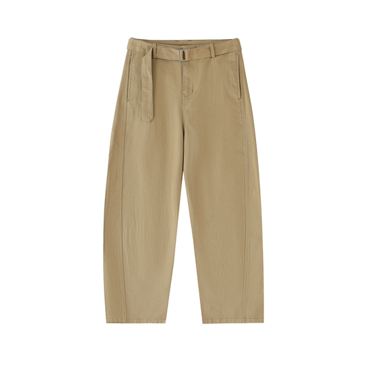 Belted Barrel-leg Chino Pants D o n e s t a t e