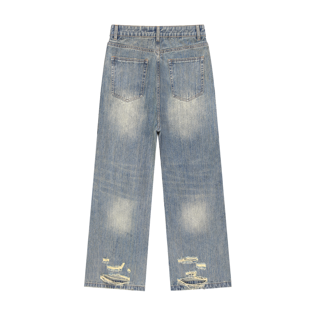 Vintage Wash Distressed Denim Jeans D o n e s t a t e
