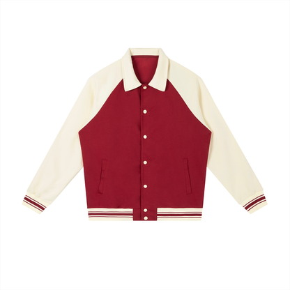 Contrast Raglan Sleeve Baseball Jacket D o n e s t a t e