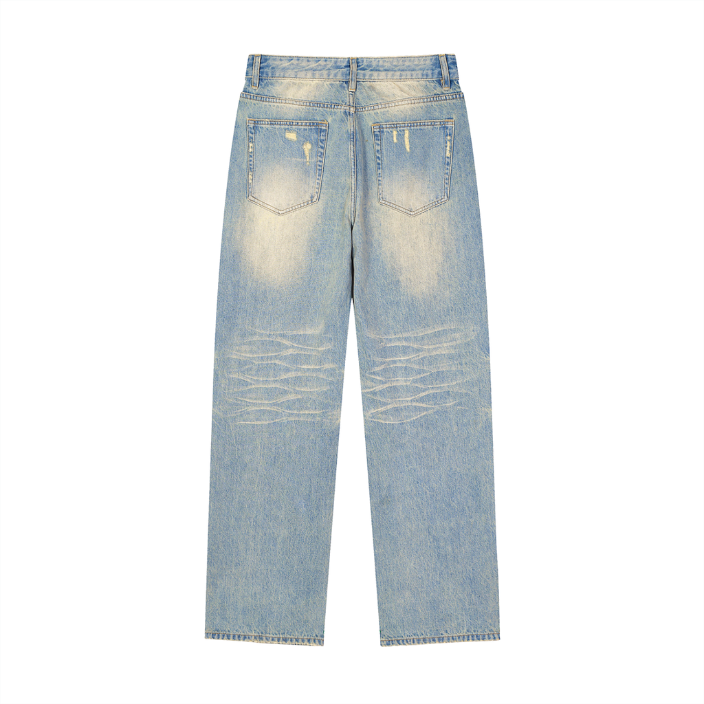 Sun Fade Raw Hem Denim Jeans D o n e s t a t e