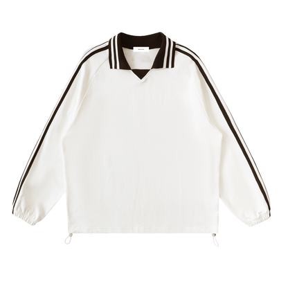Contrast Striped Lapel Collar Sweatshirt ODMPOD