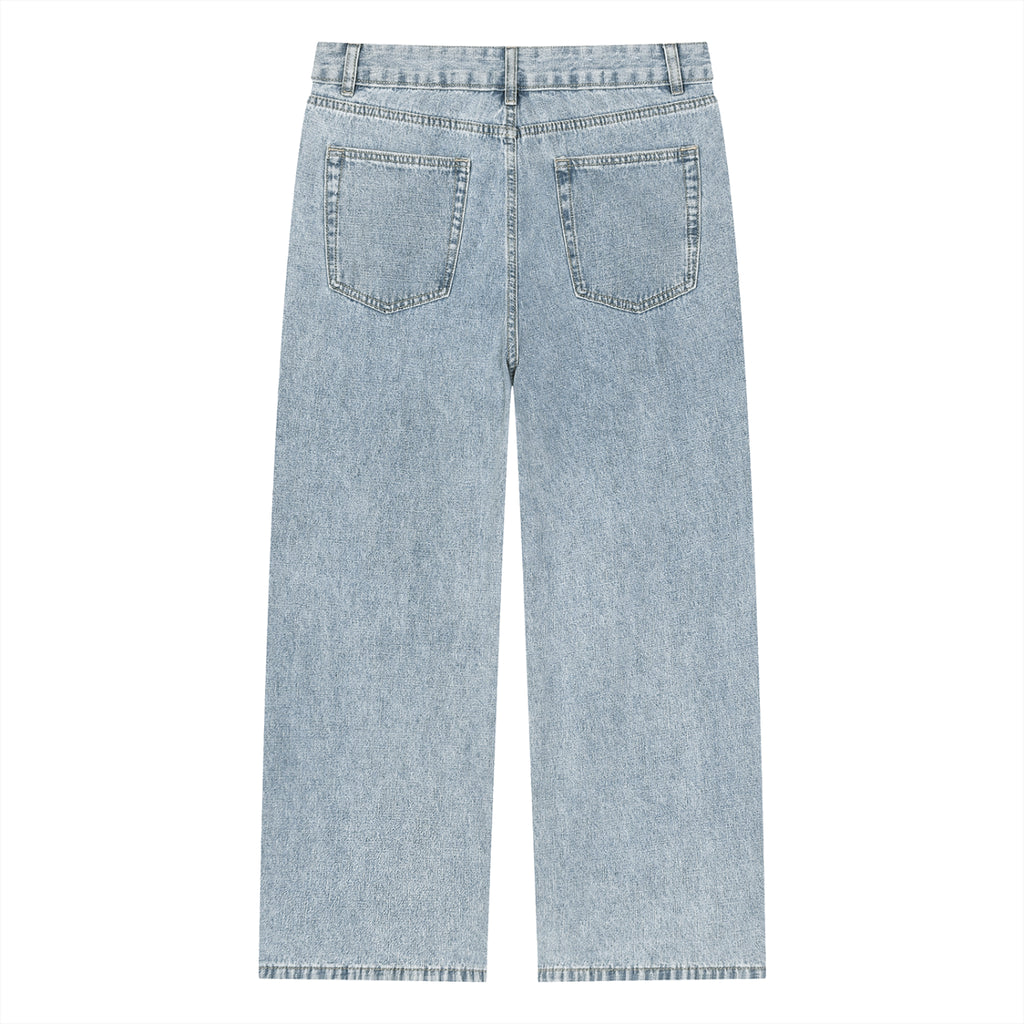 Unisex Vintage Wash Straight Leg Jeans