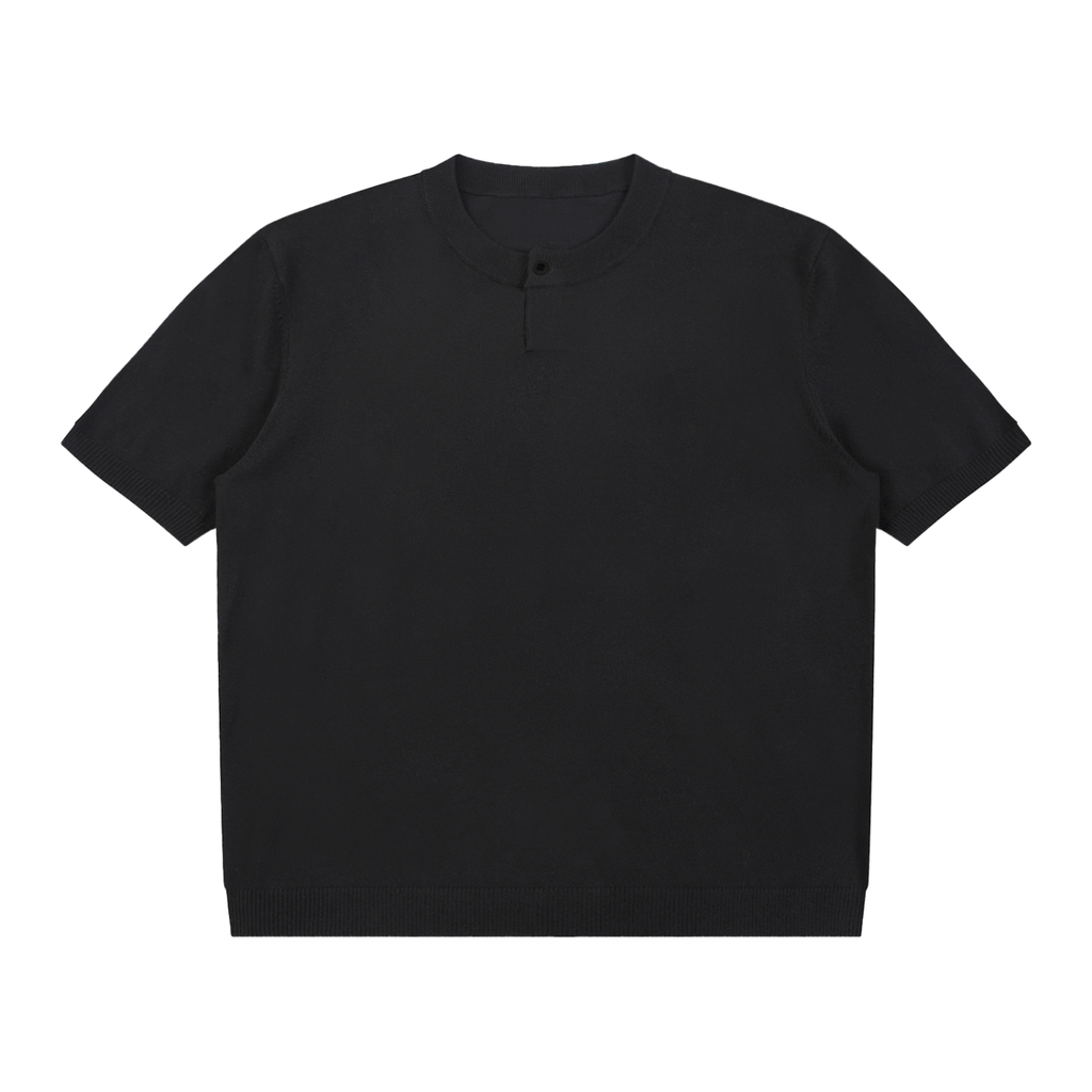 Cotton Knit Short Sleeve Henley T-Shirt