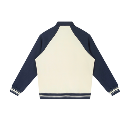 Contrast Raglan Sleeve Baseball Jacket D o n e s t a t e