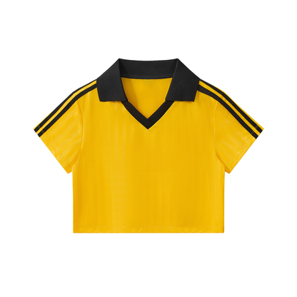 Contrast Collar Striped Cropped Jersey ODMPOD