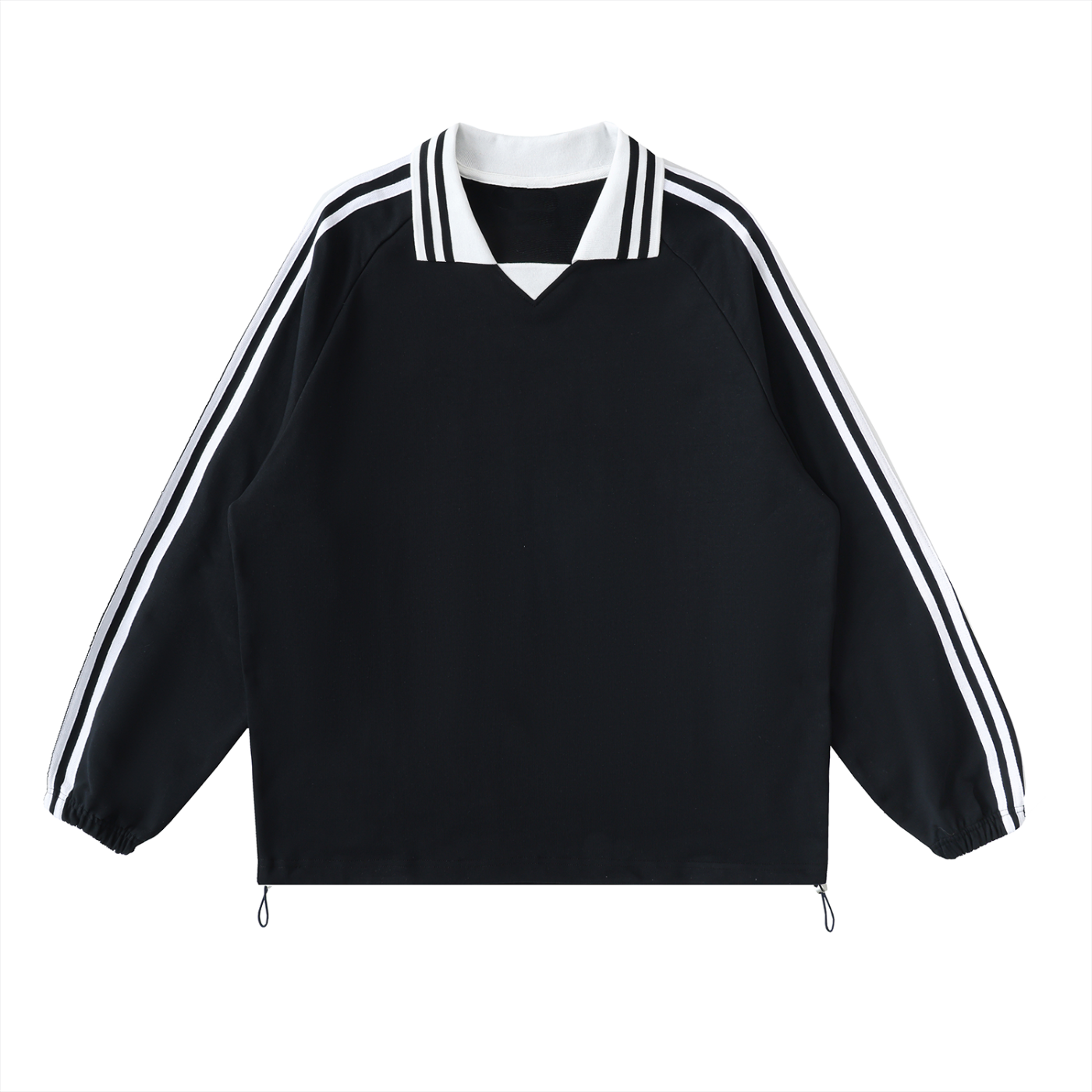 Contrast Striped Lapel Collar Sweatshirt ODMPOD