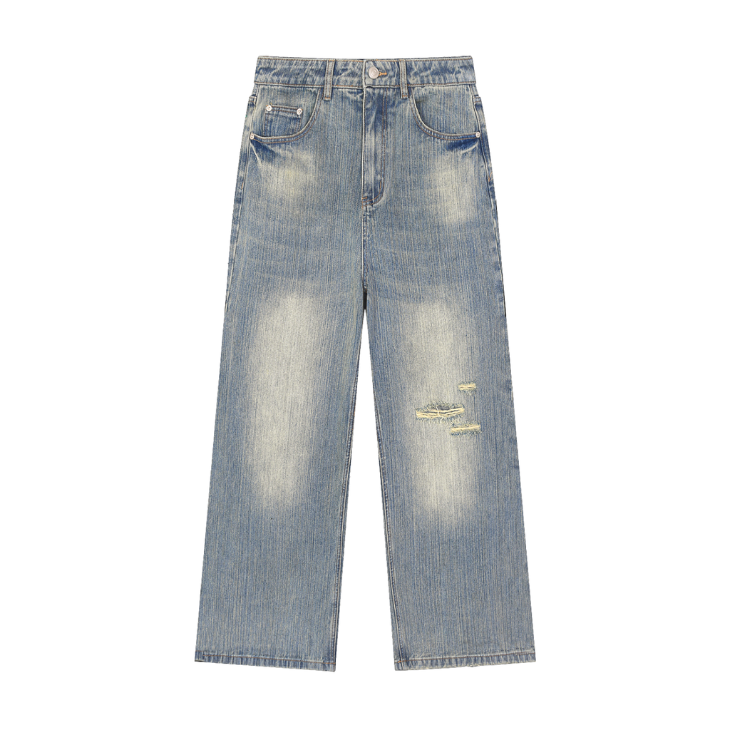 Vintage Wash Distressed Denim Jeans D o n e s t a t e