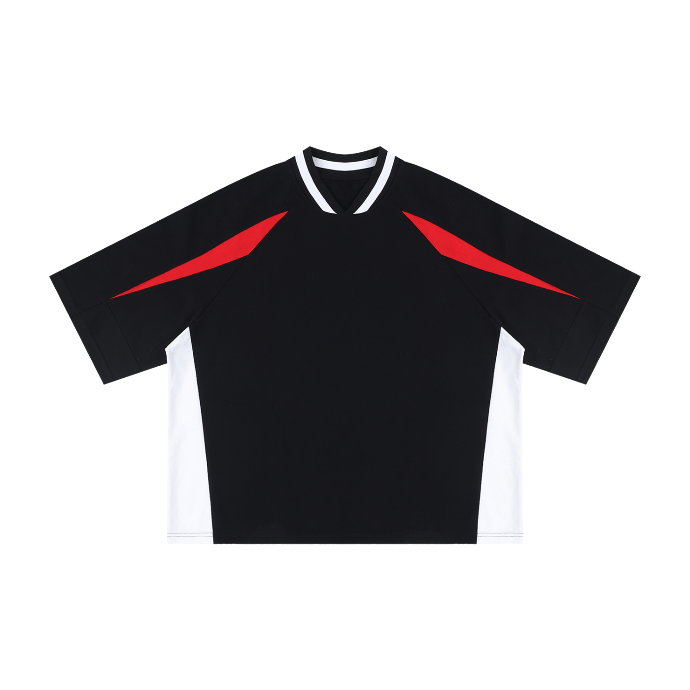 Unisex Oversized Color Block V-Neck T-Shirt