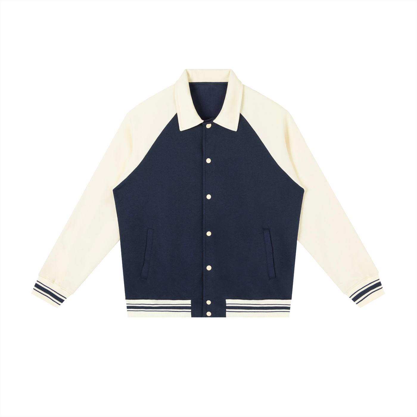 Contrast Raglan Sleeve Baseball Jacket D o n e s t a t e