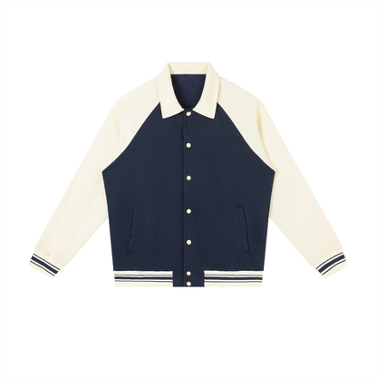 Contrast Raglan Sleeve Baseball Jacket D o n e s t a t e