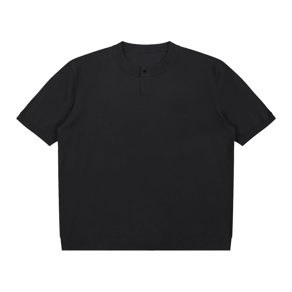 Cotton Knit Short Sleeve Henley T-Shirt