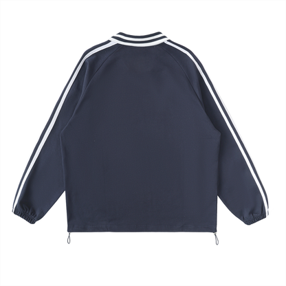 Contrast Striped Lapel Collar Sweatshirt ODMPOD