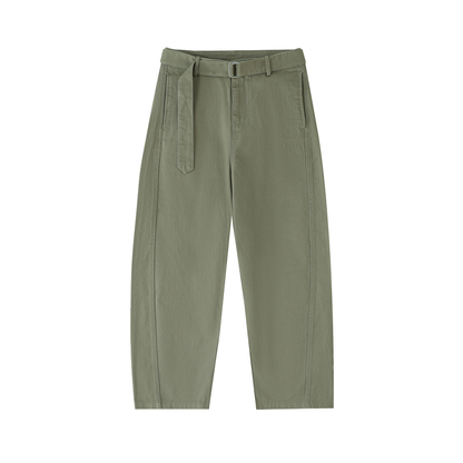 Belted Barrel-leg Chino Pants D o n e s t a t e