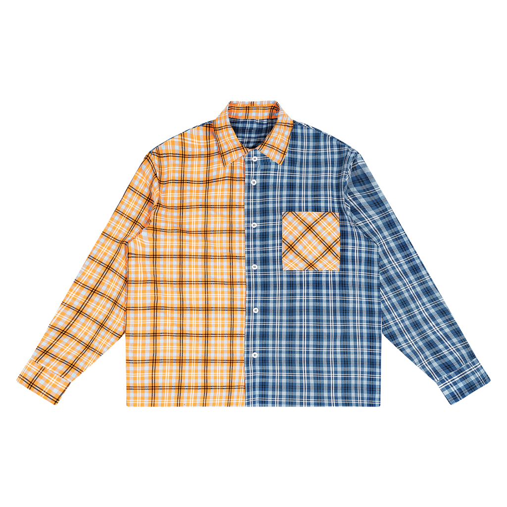 Unisex Oversized Plaid Color Block Shirt ODMPOD