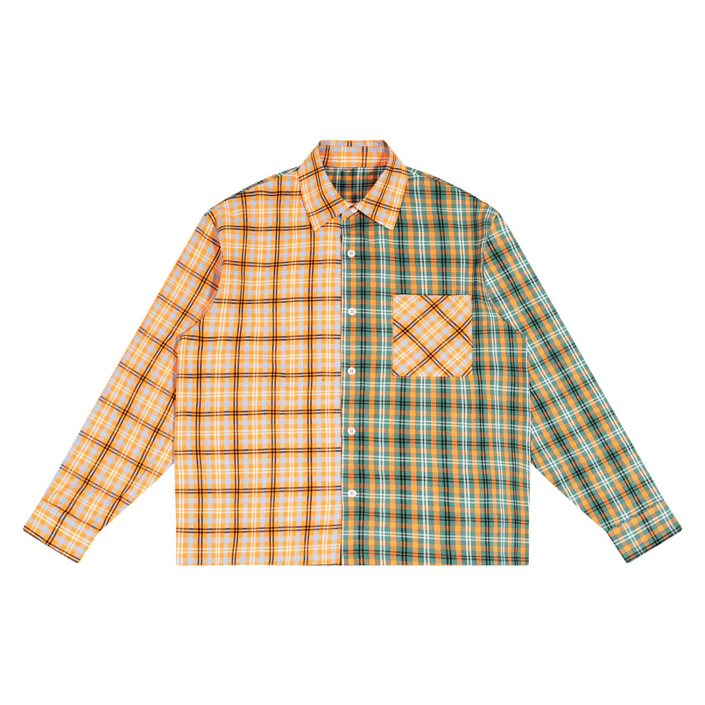 Unisex Oversized Plaid Color Block Shirt ODMPOD