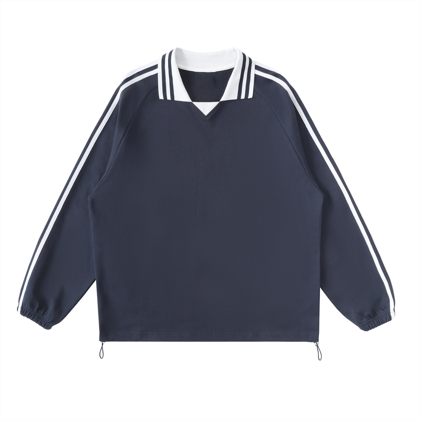 Contrast Striped Lapel Collar Sweatshirt ODMPOD