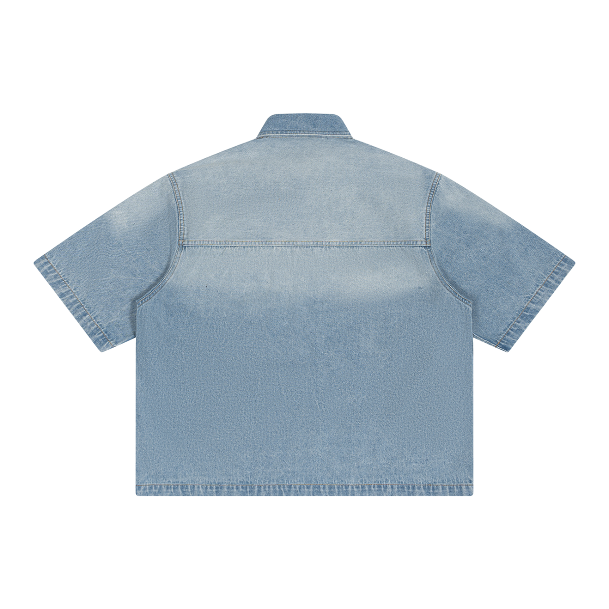 Unisex Vintage Wash Boxy Short Denim Shirt ODMPOD