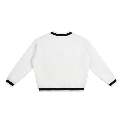 V-Neck Contrast Collar Boxy Sweatshirt D o n e s t a t e