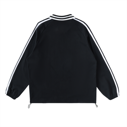Contrast Striped Lapel Collar Sweatshirt ODMPOD