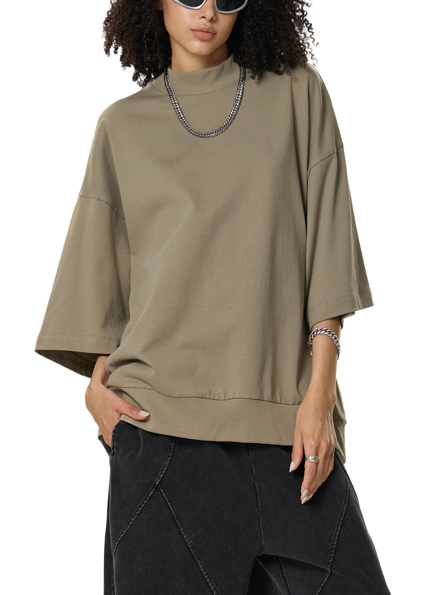 Heavyweight Oversized Mock Neck T-shirt ODMPOD