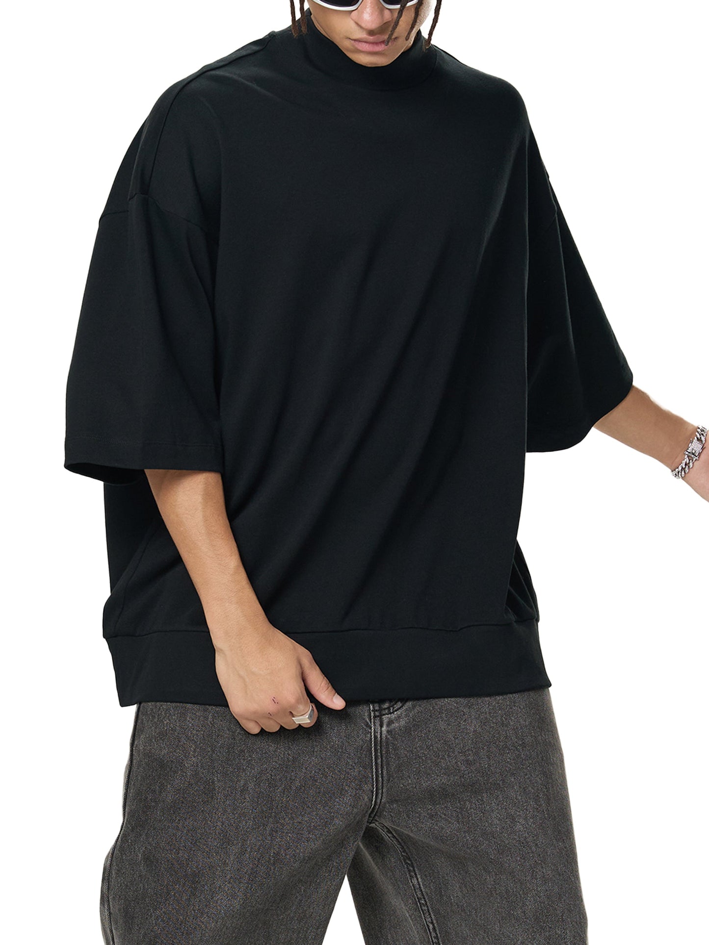 Heavyweight Oversized Mock Neck T-shirt ODMPOD