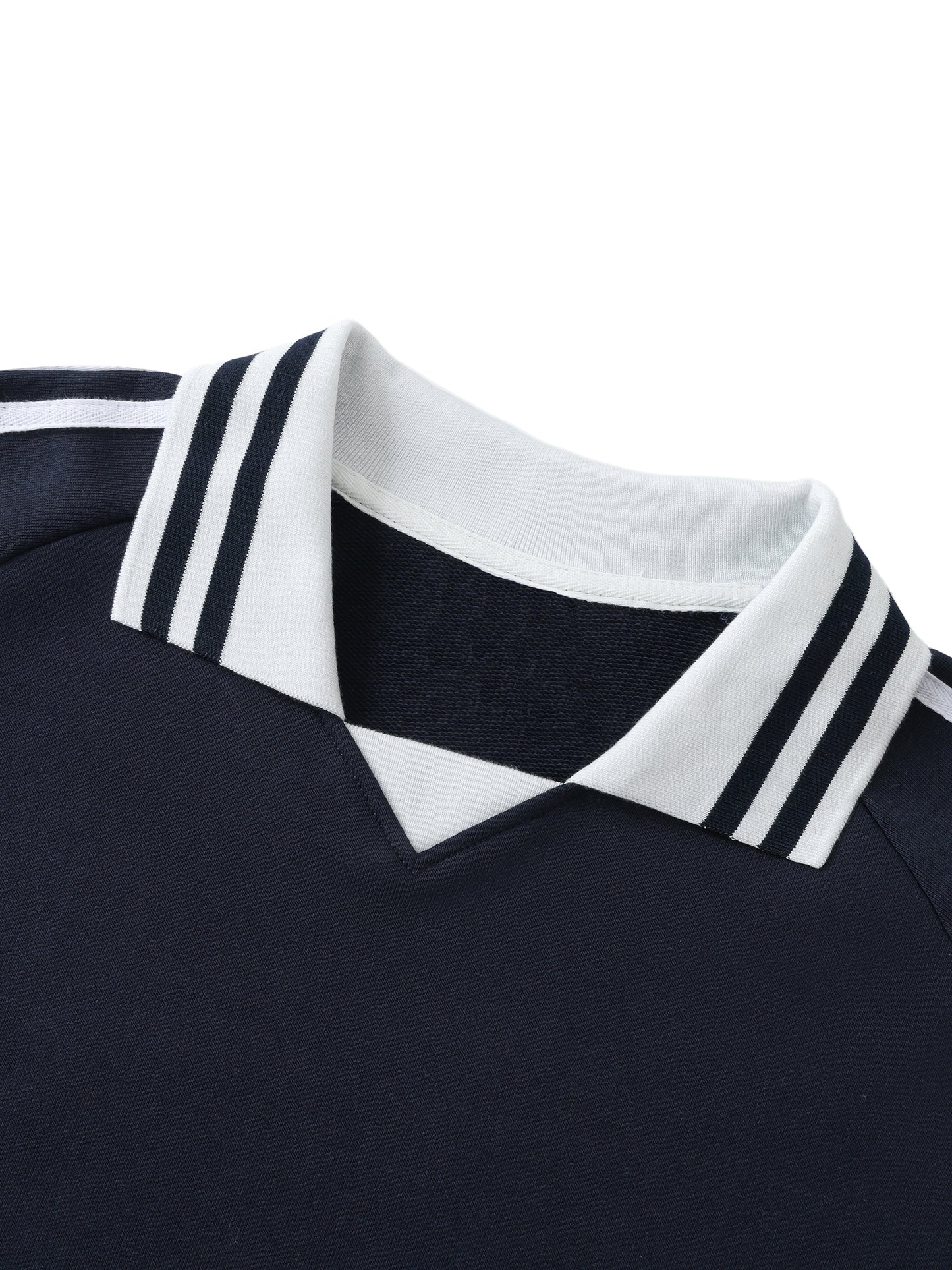 Contrast Striped Lapel Collar Sweatshirt ODMPOD